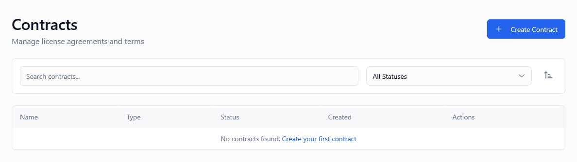 Admin Portal Contracts Screenshot