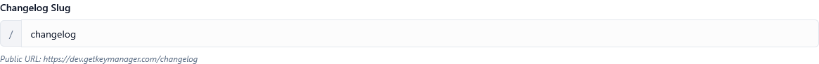 Changelog Slug Configuration