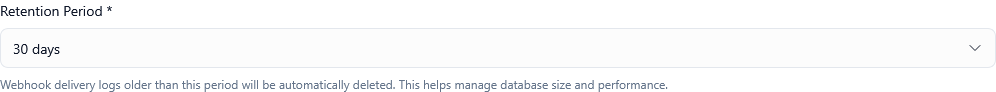 Webhook Retention Configuration